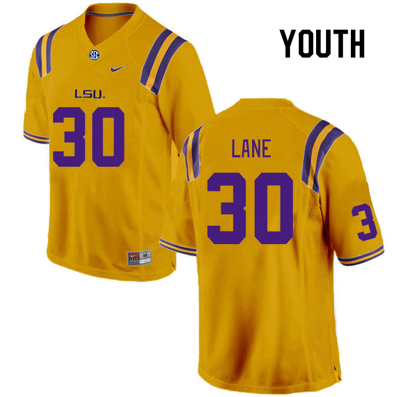 Youth #30 Malachi Lane LSU Tigers College Football Jerseys Stitched Sale-Gold